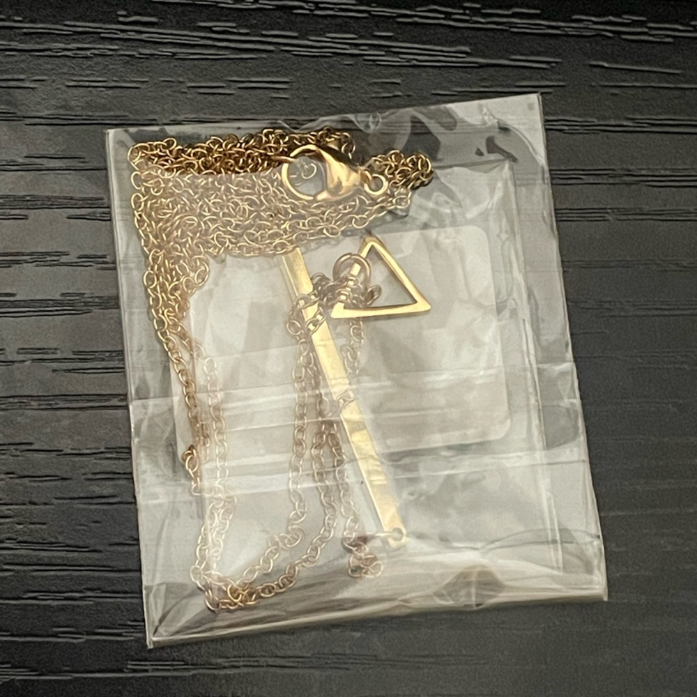 14K Gold Plated Triangle Loop Necklace - Picture 2 of 8
